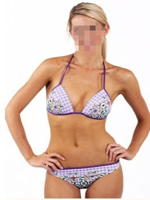 Women swimwear white purple - Click Image to Close